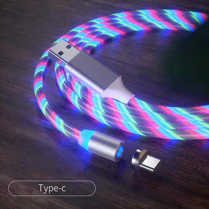 Magnetic Charging Cable Streamer Fast Charging Cable Lighting Micro USB Cable LED Magnet Charger Type-C Cable