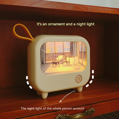 TV Small Night Lamp Creative Bedroom Bedside Lamp Mini LED Sleeping With Ambience Light Charging Lamp Light Painting