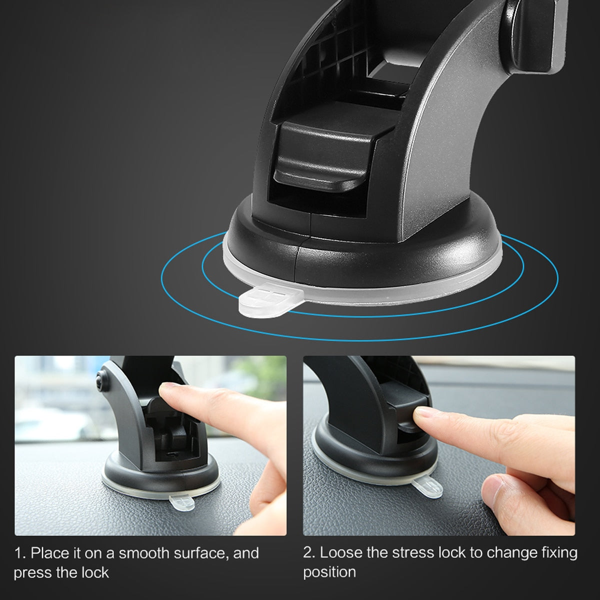 Car Phone Holder Long Rod Telescopic Car Dashboard Suction Cup Type