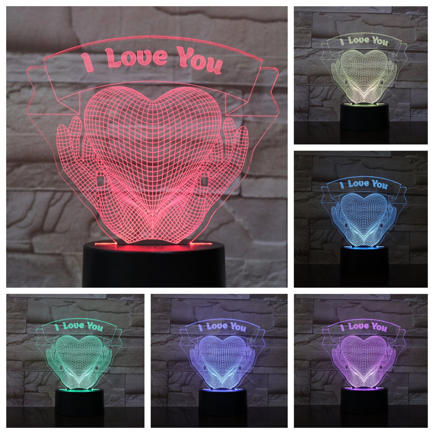 Valentines Day Gift Hands Holding Love 3D Night Light