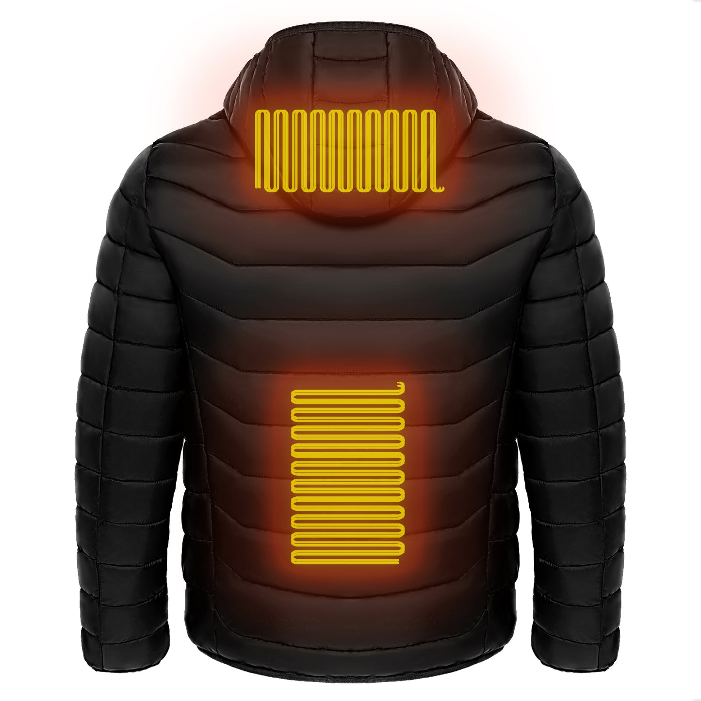 Men Heated Puffer Jacket Electric Heating Coat Insulated Hood Windbreaker 9Heat Zones