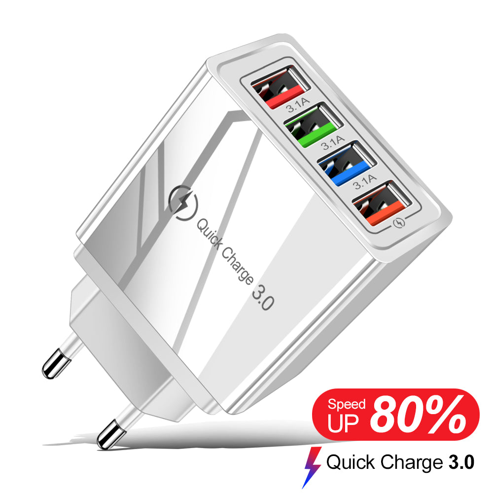 USB Charger Quick Charge 3.0 4 Phone Adapter For Tablet Portable Wall Mobile Charger Fast Charger