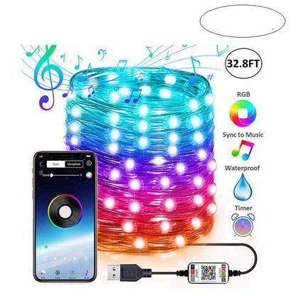 APP Light String Mobile Phone Bluetooth USB Copper Wire Music Decorative Lantern