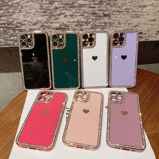 Phone Case Accessories Love Crystal Diamond Edge Electroplating Protective Cover