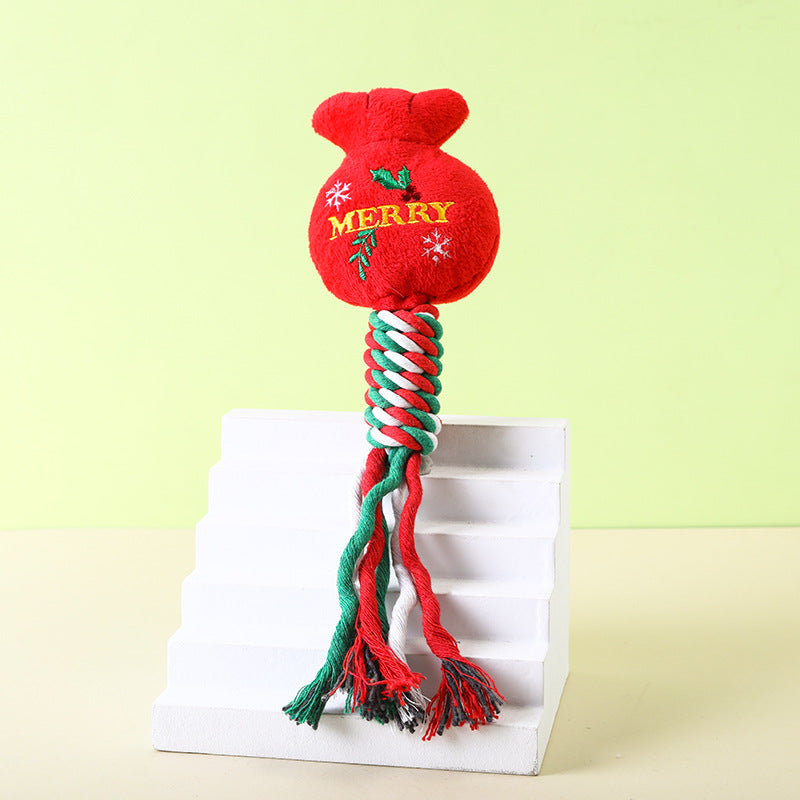 Christmas Cotton String Pet Plush Toy Molar Resistance