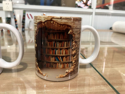 3D Bookshelf Mug Creative Ceramic Water Cup With Handle A Library Shelf Space Book Lovers Coffee Mug Birthday Christmas Gift