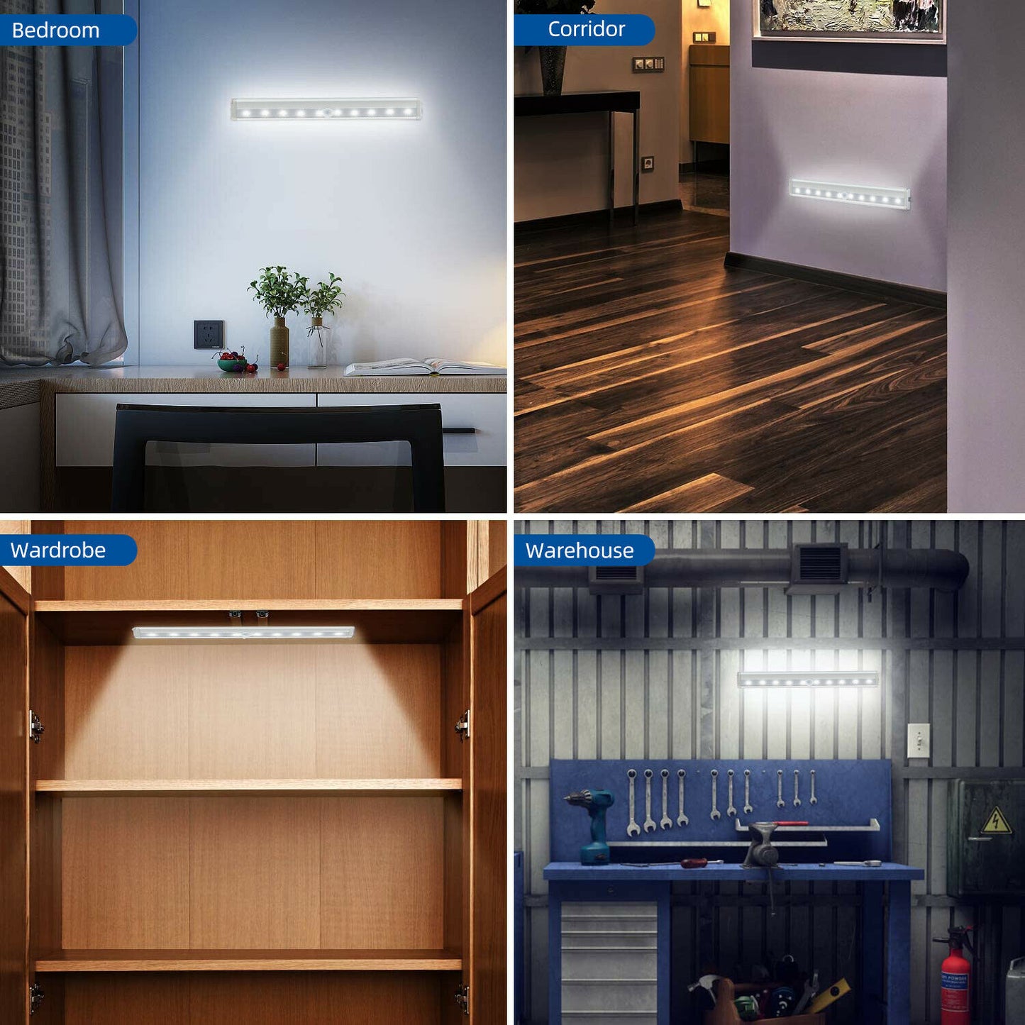 Wireless Motion Sensor Under Cabinet Closet LED Light Kitchen Counter Night Lamp