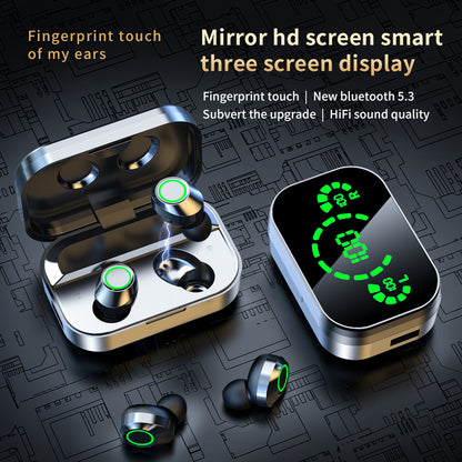 YD03 Wireless Bluetooth Headset TWS Large Screen Smart Digital Display In Ear Breathing Light