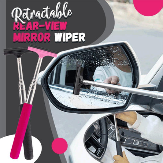 Car Rearview Mirror Wiper Retractable Portable Rainy Cleaning Supplies Rearview Mirror Water Remover Glass Rain Cleaning Tool